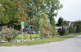 MarchCamping, © Anita Thiebet Fotografie Campingplatz mit Wohnmobil und Bäumen im Hintergrund.